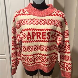 Red and Cream Patterned Women’s Sweater